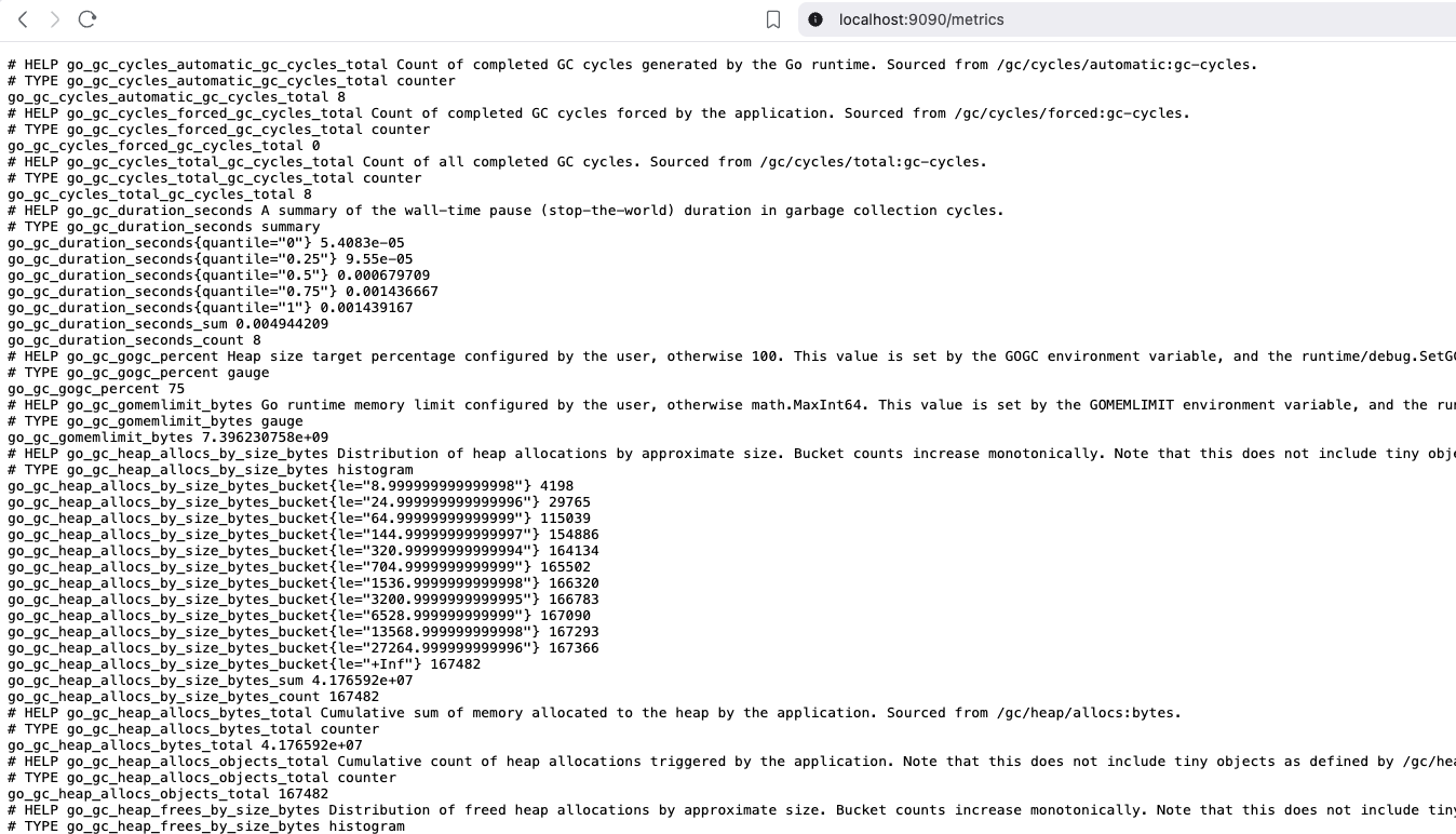 Metrics endpoint example